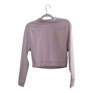 Nike Dri Fit Neon Stud Lilac Purple Long Sleeve Athletic Workout Crop Top Sz M